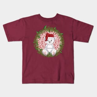 Lil' Polar Bear in a Wreath Kids T-Shirt